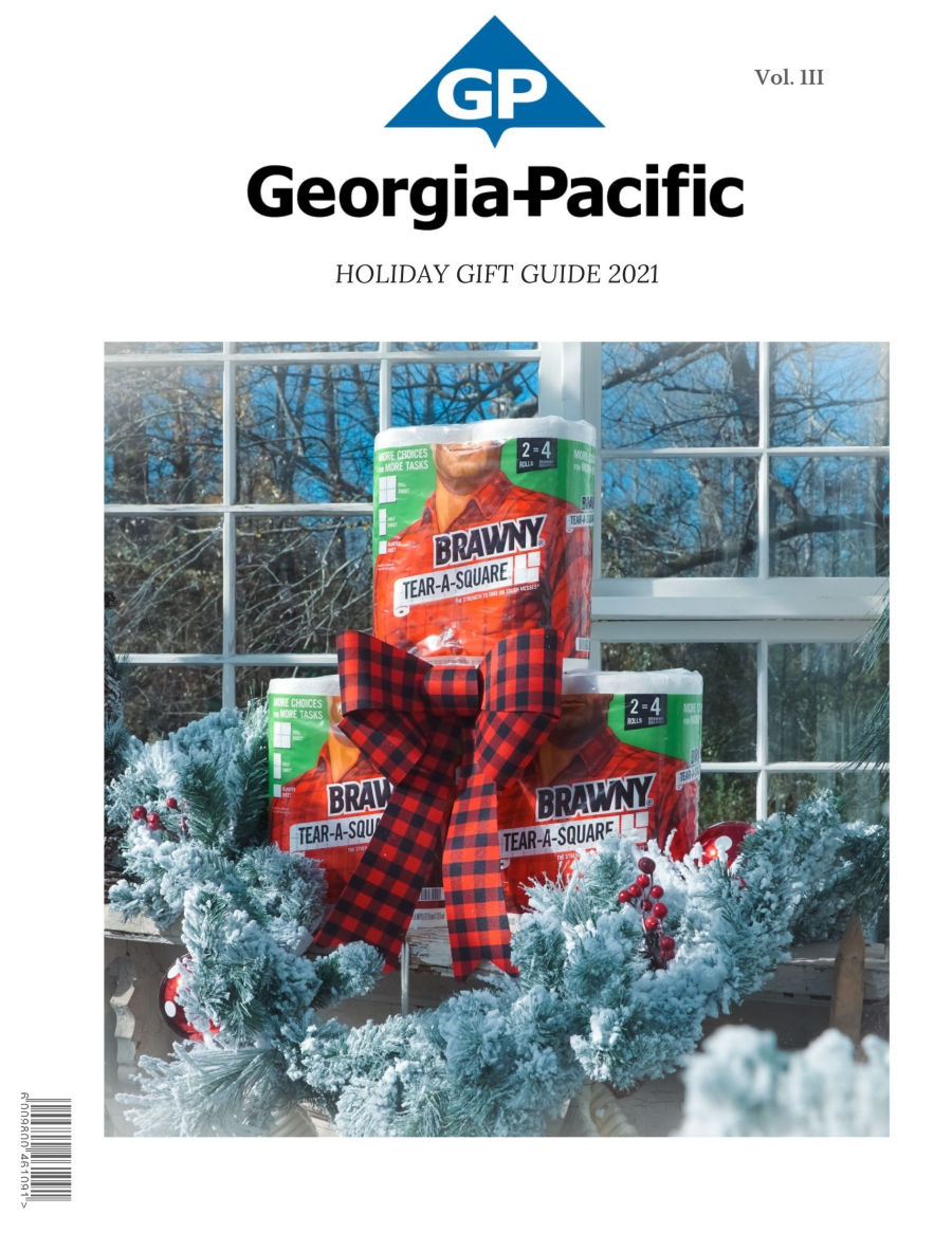 Holiday gift guide cover with Brawny paper towel